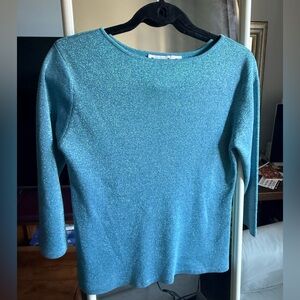 Joseph A. Vintage Metallic Blue Silk Blend Top